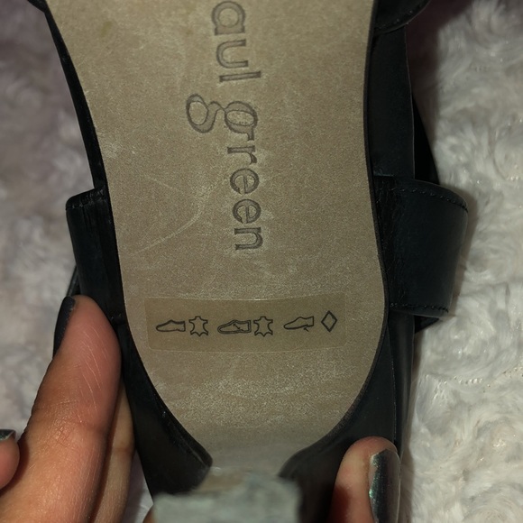 Paul green black leather heels with Velcro ankle strap size 7 - Picture 6 of 10